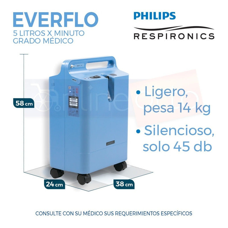 Concentrador Philips 5lt + Tanque Oxigeno 682lt Equipo Comp