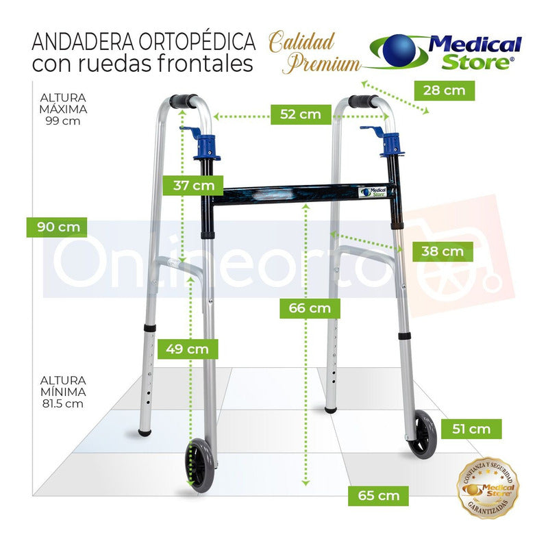 Andadera Ortopédica Adulto Aluminio Ruedas Plegable Drive M