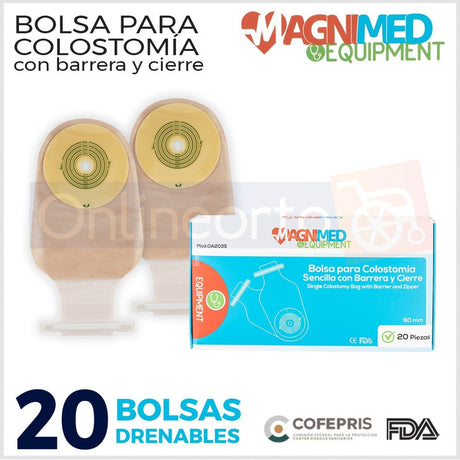 Bolsas Para Colostomia Drenable Con Barrera Y Cierre 20 Pzas