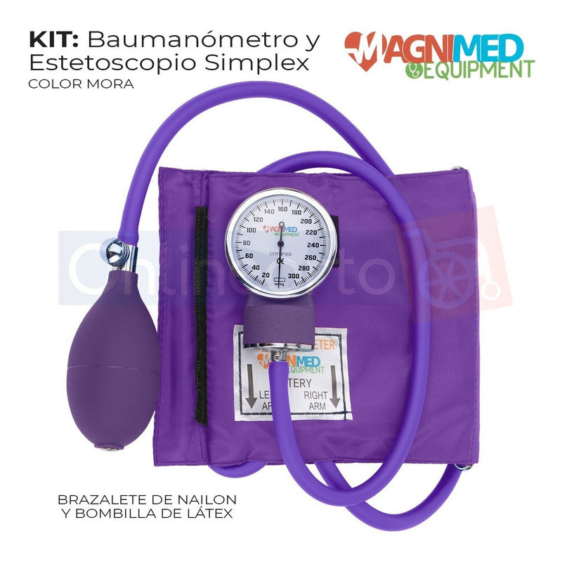 Kit Baumanometro Aneroide Estetoscopio Simple Varios Colores