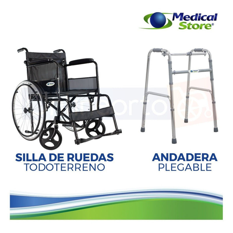 Silla De Ruedas De Lujo Plegable Andadera Aluminio Ajustable