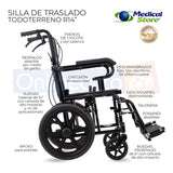 Silla De Ruedas Ligera Traslado Plegable Compacta Con Freno