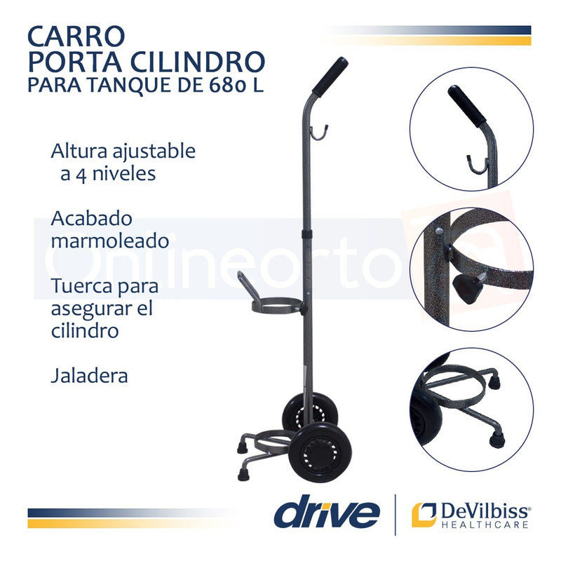 Carrito 680 Litros  Porta Cilindro  De Oxigeno Drive Medical