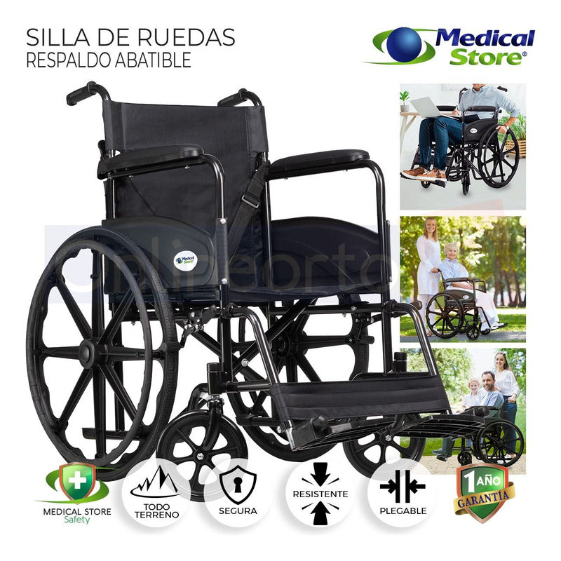 Silla De Ruedas Ligera Traslado Plegable Compacta Con Freno