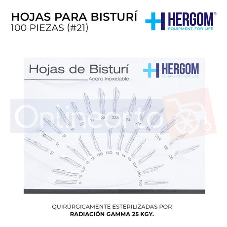 Hojas  Repuesto Para Bisturí  #21 Acero Inoxidable 100 Pz