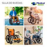 Silla De Ruedas Traslado Acero  Ligera Todo Terreno Plegable