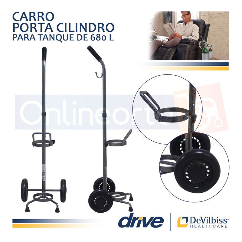 Carrito 680 Litros  Porta Cilindro  De Oxigeno Drive Medical