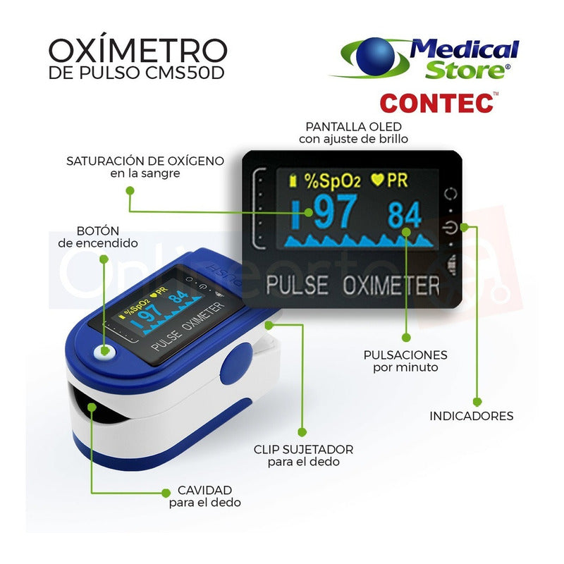 Oximetro De Pulso De Dedo Adulto Pediatrico Digital Portatil