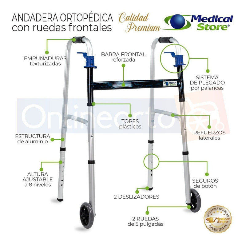 Andadera Para Adulto  Aluminio Ortopédica Abatible Ligera