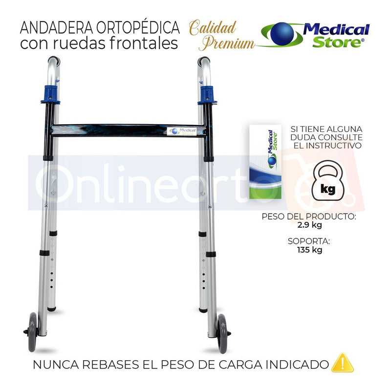 Andadera Ortopédica Adulto Aluminio Ruedas Plegable Drive M