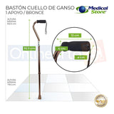 Bastón Cuello Ganso Ajustable De 1 Apoyo