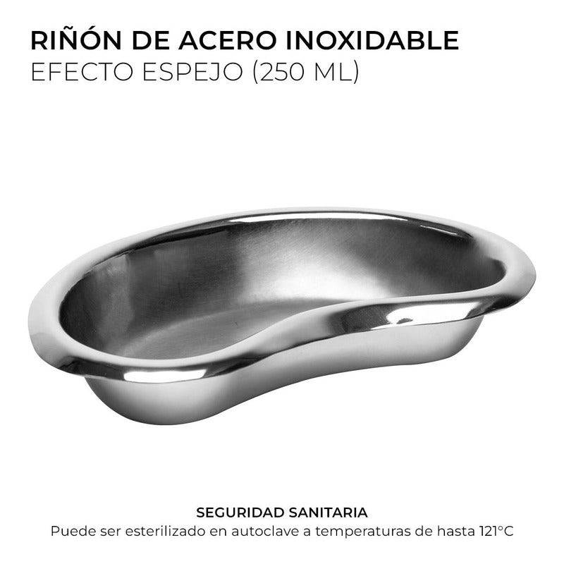 Bandeja Riñon Acero Inoxidable Medico 250 Ml Efecto Espejo