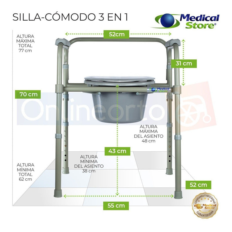 Silla Comodo Aumento Ducha Para Wc Baño 3 En 1 Plgable Drive