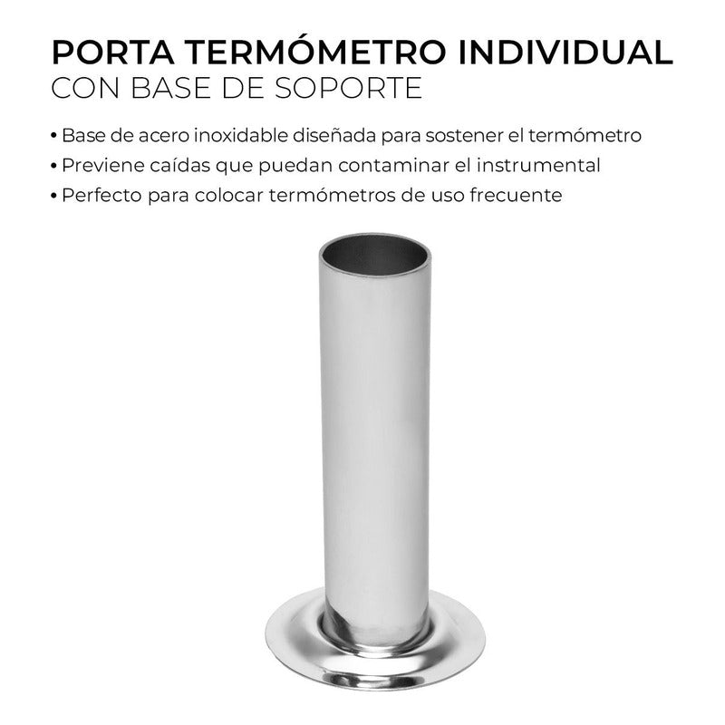 Porta Termometro Individual Acero Inoxidable Efecto Espejo