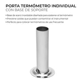 Porta Termometro Individual Acero Inoxidable Efecto Espejo