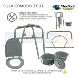 Silla Comodo Aumento Ducha Para Wc Baño 3 En 1 Plgable Drive