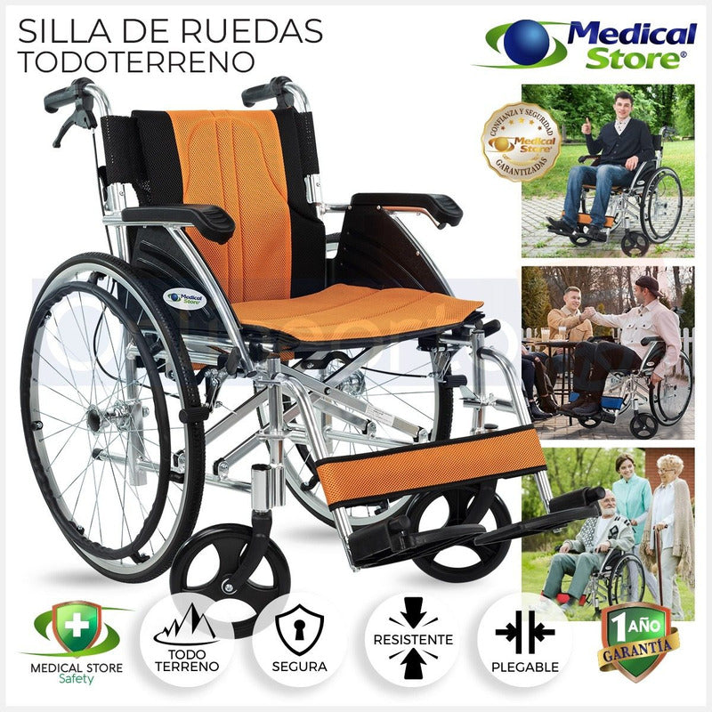 Silla De Ruedas Plegable Aluminio Ligera Todo Terreno Env Gr