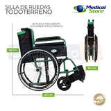 Silla De Ruedas Traslado Acero Plegable Ligera