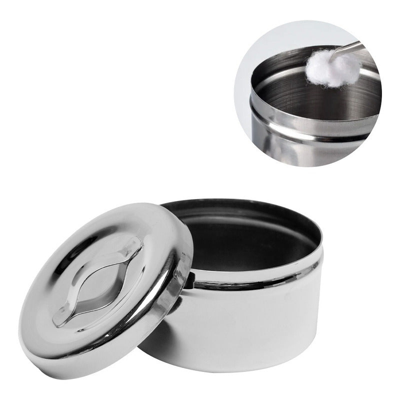 Recipiente Algodonero Torundero 250 Ml Acero Inox Espejo