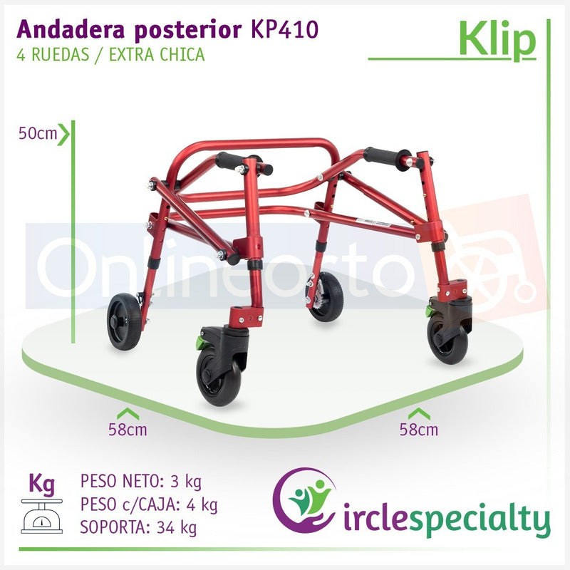 Andadera Posterior Klip Especializada Exchica 4 Ruedas
