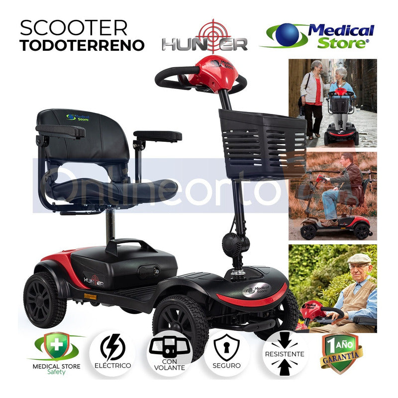 Silla De Ruedas Scooter Eléctrico  4 Ruedas Plegable Luz Led