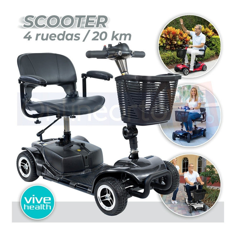 Silla De Ruedas  Scooter Eléctrica 4 Ruedas Batería De Lujo