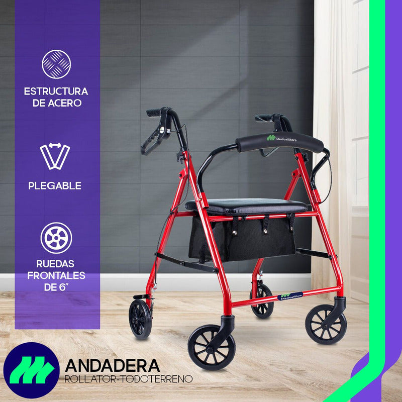 Andadera Ortopedica Rollator Asiento Silla Adulto Todo Terre