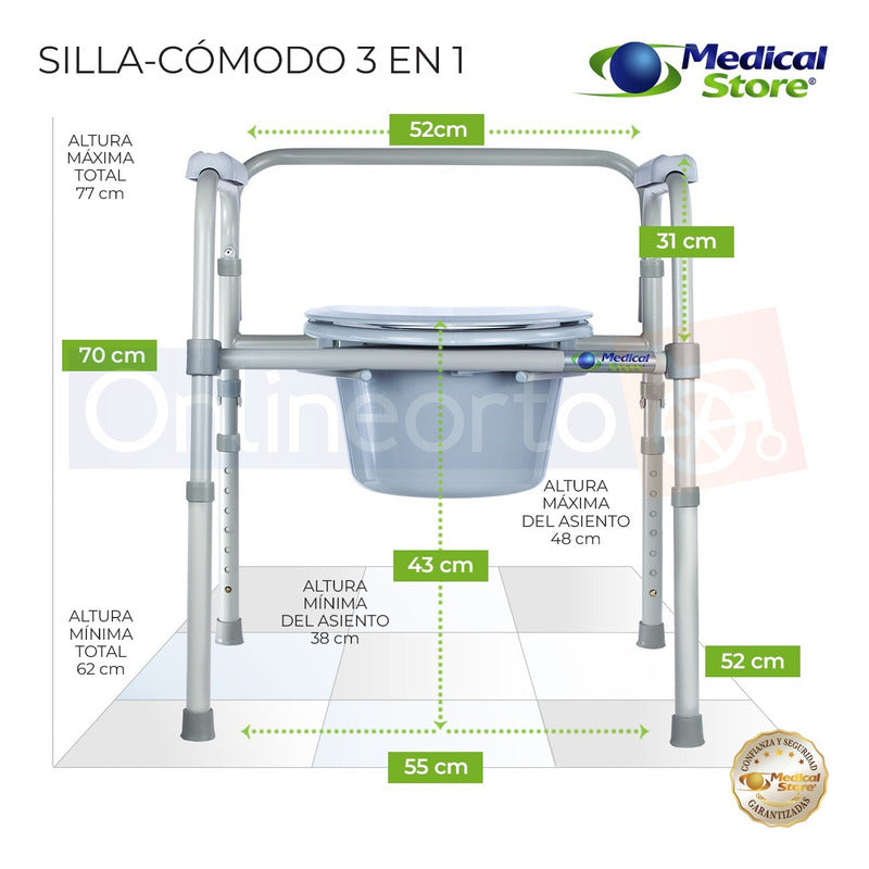 Silla Comodo Aumento Ducha Para Wc Baño 3 En 1 Plgable Drive