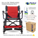 Silla De Ruedas Ligera Traslado Plegable Compacta Con Freno