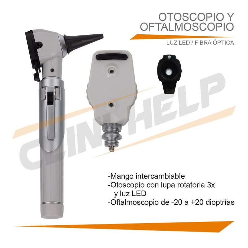 Otoscopio Oftalmoscopio Medico Diagnostico Luz Led Estuche