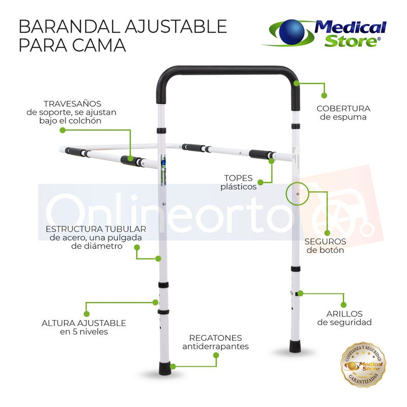 Barandal Auxiliar Para Cama Seguridad Soporte Medical Store