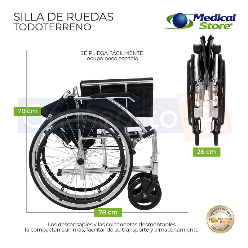 Silla De Ruedas Plegable Aluminio Ligera Todo Terreno Env Gr