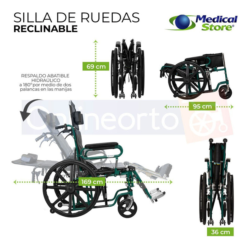 Silla De Ruedas Reclinable Marca Medical Store Envio Gratis