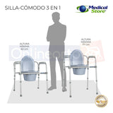 Silla Comodo Aumento Ducha Para Wc Baño 3 En 1 Plgable Drive