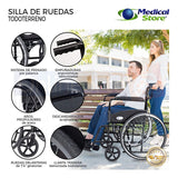 Silla De Ruedas Traslado Ligera Compacta Gris Medical Store