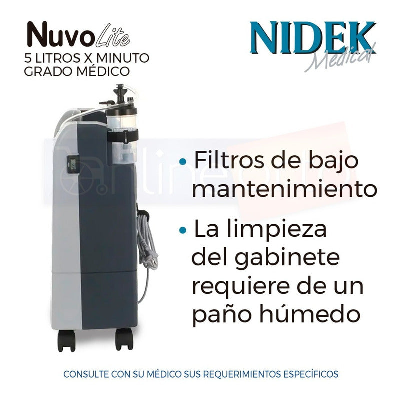 Concentrador De Oxigeno 5 Litros Nuvo Lite Nidek Y Oximetro