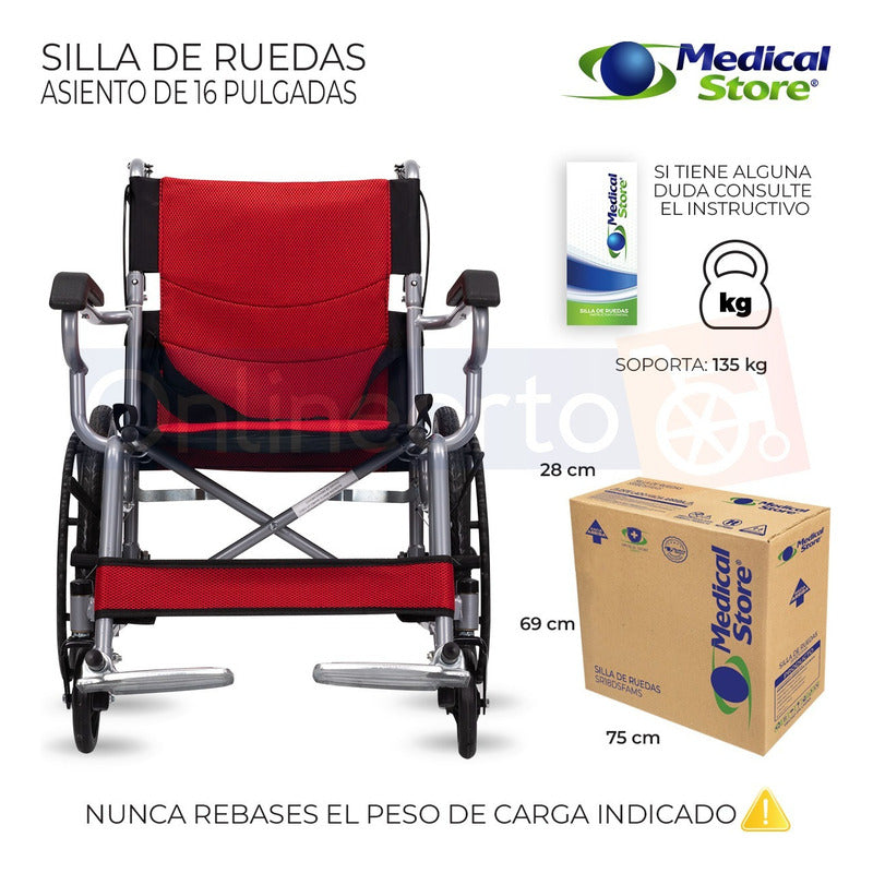 Silla De Ruedas Traslado Ligera Compacta Gris Medical Store
