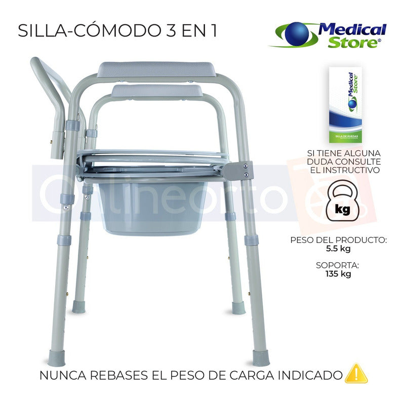 Silla Comodo Aumento Ducha Para Wc Baño 3 En 1 Plgable Drive