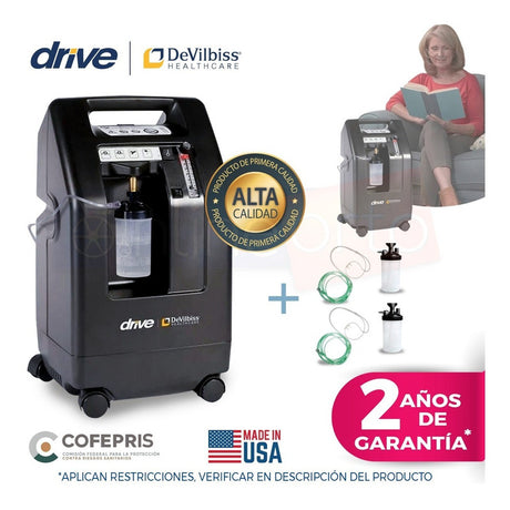 Concentrador De Oxigeno 5 Lts Drive Devilbiss  +2 Vasos