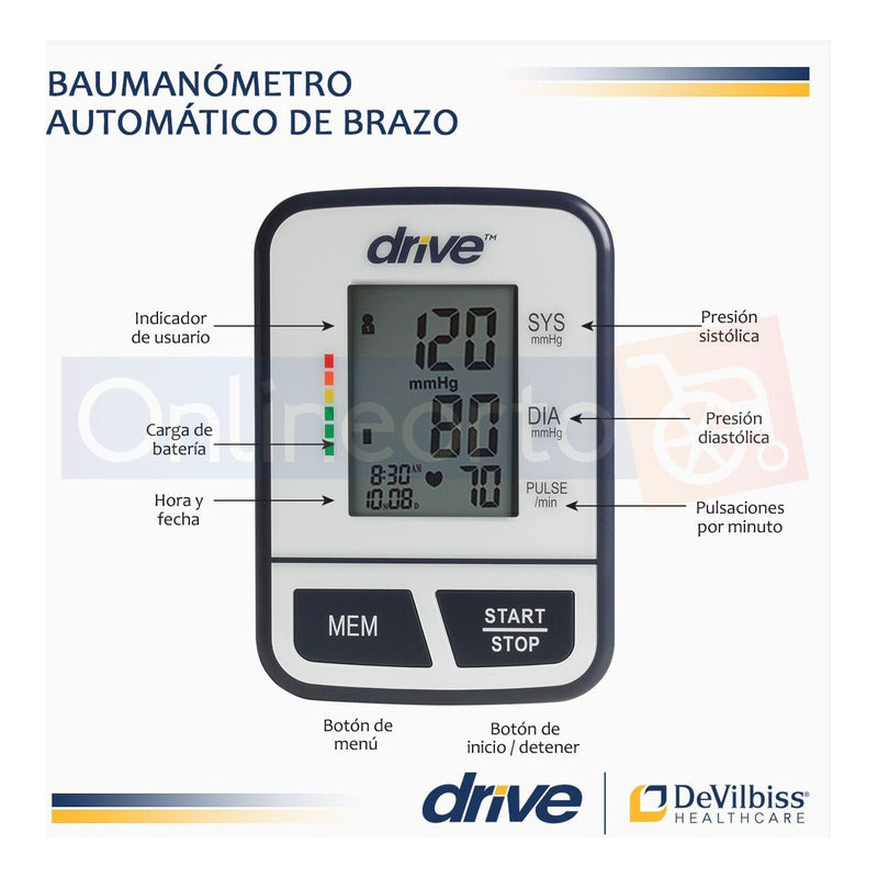 Baumanómetro Digital Automático Para Brazo Drive Bp3600dr