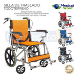 Silla De Ruedas Ligera  Plegable Traslado Compacta Con Freno