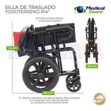 Silla De Ruedas Ligera Traslado Plegable Compacta Con Freno