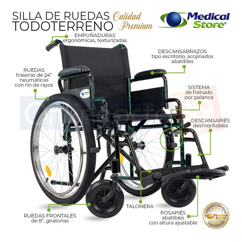 Silla De Ruedas Llantas Neumaticas De Lujo Todo Terreno