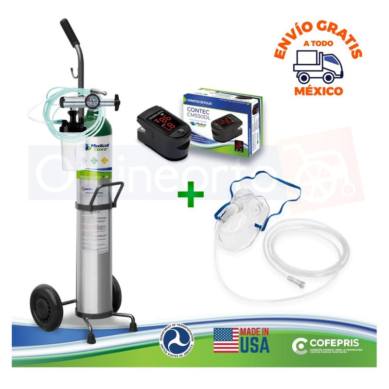 Kit De Oxigeno 682lts Portátil C /carrito Drive + Oxímetro