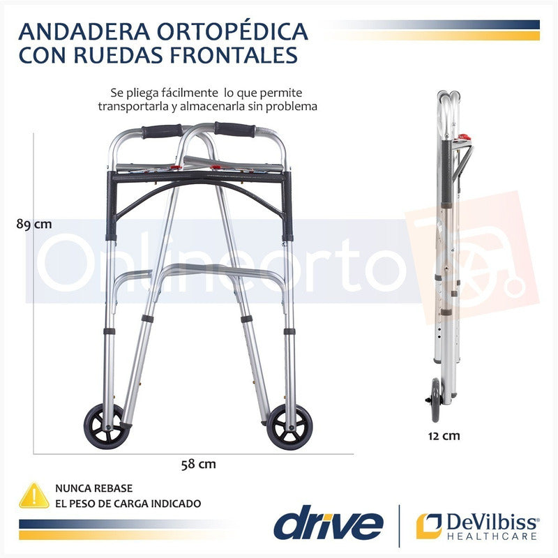 Andadera Ortopédica De Lujo Aluminio Ligera Con Ruedas Drive