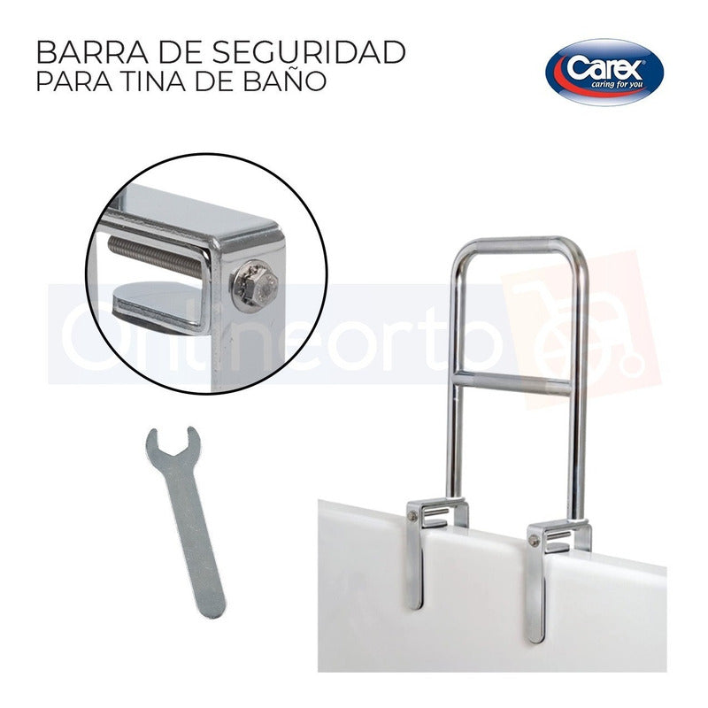 Barra Cromada De Seguridad Para Tina De Lujo Marca Carex