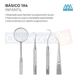 Kit Básico 1x4 Instrumental Acero Inoxidable Dental