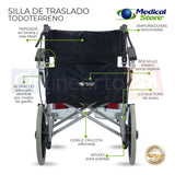 Silla De Ruedas Traslado Plegable Ligera  Freno Compacta