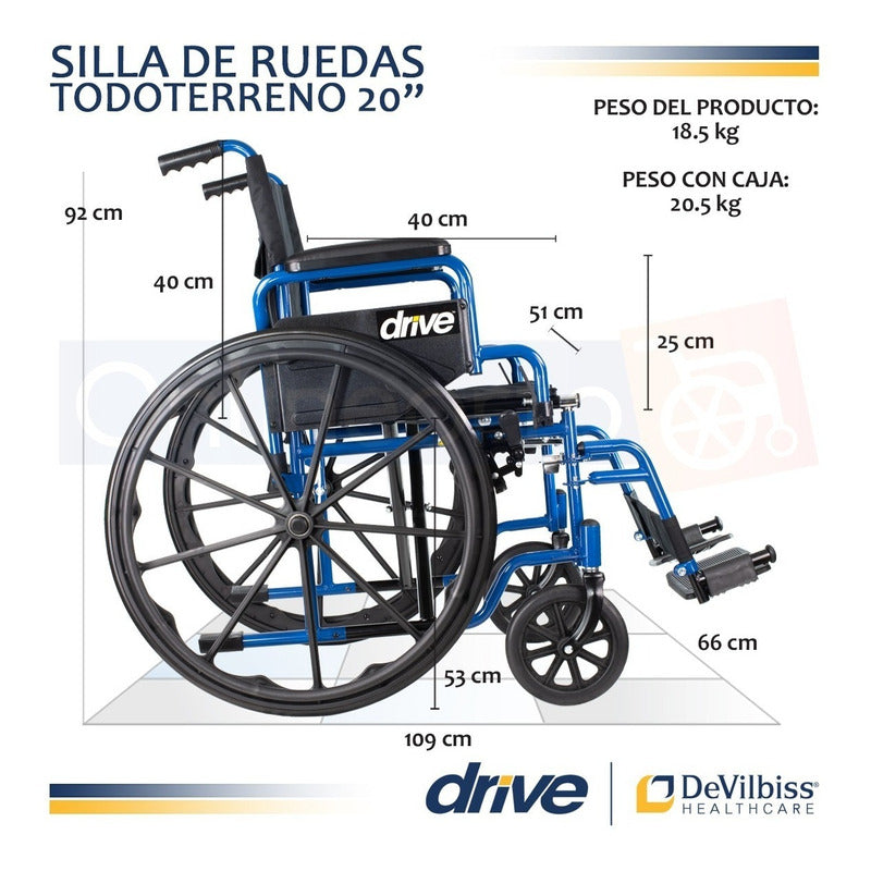 Silla De Ruedas Blue Streak 20   De Lujo Marca Drive Medical