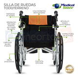 Silla De Ruedas Plegable Aluminio Ligera Todo Terreno Env Gr